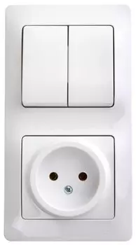 Блок розетка+выключатель Schneider Electric GLOSSA, выключателей: 2, розеток: 1, белый (GSL000172)