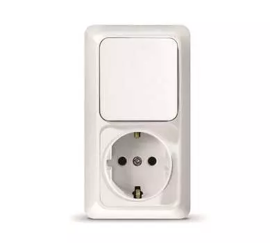 Блок розетка+выключатель Universal Олимп, выключателей: 1, розеток: 1, белый (О0038)