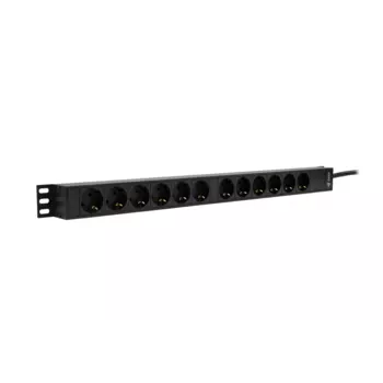 Блок розеток (PDU) SNR SNR-PDU-12S-16L1, 1U, кол-во розеток:12 (12xЕвро), 16А, черный, кабель питания 3 м (SNR-PDU-12S-16L1)