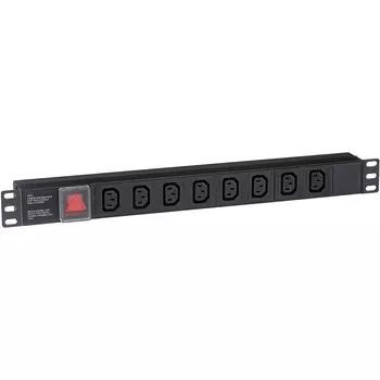 Блок розеток (PDU) ExeGate ServerPro PDU-19H808 Al-8C13-C14-SW, 1U, кол-во розеток:8 (8xC13), 8А, черный (EX280854RUS)