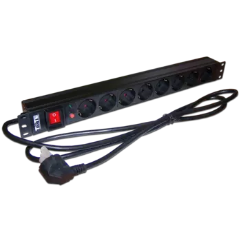 Блок розеток (PDU) TWT, 1U, кол-во розеток:8 (8xЕвро), 16А, черный, кабель питания 1.8 м (TWT-PDU19-16A8P-1.8)