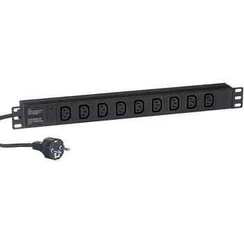 Блок розеток (PDU) ExeGate ServerPro PDU-19H908 Al-9C13-EU3CU, 1U, кол-во розеток:9 (9xC13), 8А, черный, кабель питания 3 м (EX280857RUS)