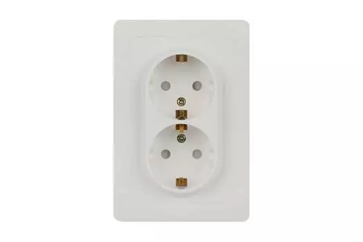 Блок розеток intro Style 7-208-01, скрытый монтаж, 2-х постовая, с з/к, со шторками, 16А, в сборе, IP20, 2P+E Schuko, белый, 1 шт. (Б0060625)