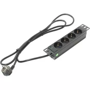 Блок розеток (PDU) 5bites PDU410A-10, 1U, кол-во розеток:4 (4xЕвро), 10А, черный, кабель питания 2 м (PDU410A-10)