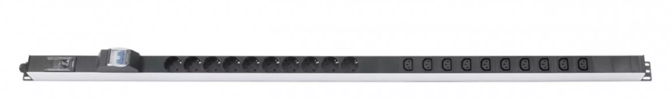 Блок розеток (PDU) Cabeus, 1U, кол-во розеток:20 (10xЕвро/10xC13), 16А, черный (PDU-16-10S-10C13-B-T)