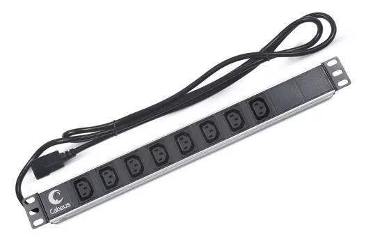 Блок розеток (PDU) Cabeus PDU-8I-2IEC, 1U, кол-во розеток:8 (8xC13), 10А, черный, кабель питания 2 м (PDU-8I-2IEC)