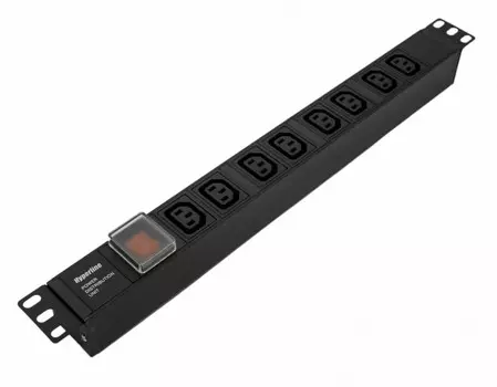 Блок розеток (PDU) Hyperline, 1U, кол-во розеток:8 (8xC13), 10А, черный (SHE19-8IEC-S-IEC)