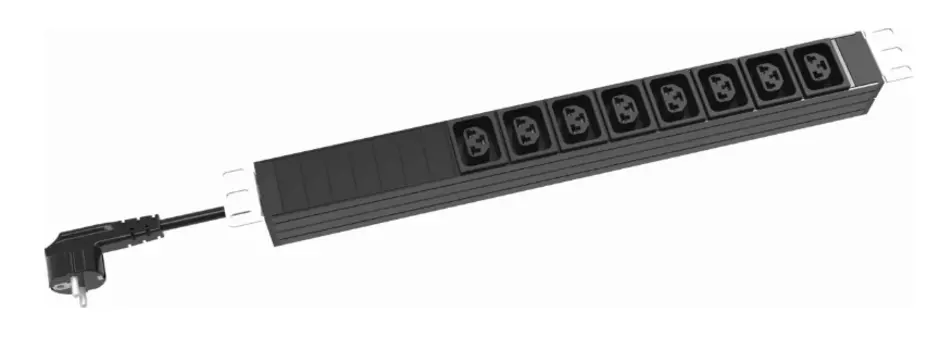 Блок розеток (PDU) RakTek RTSA160801, 1U, кол-во розеток:8 (8xC13/8xC19), 16А, черный, кабель питания 2 м (RTSA160801)