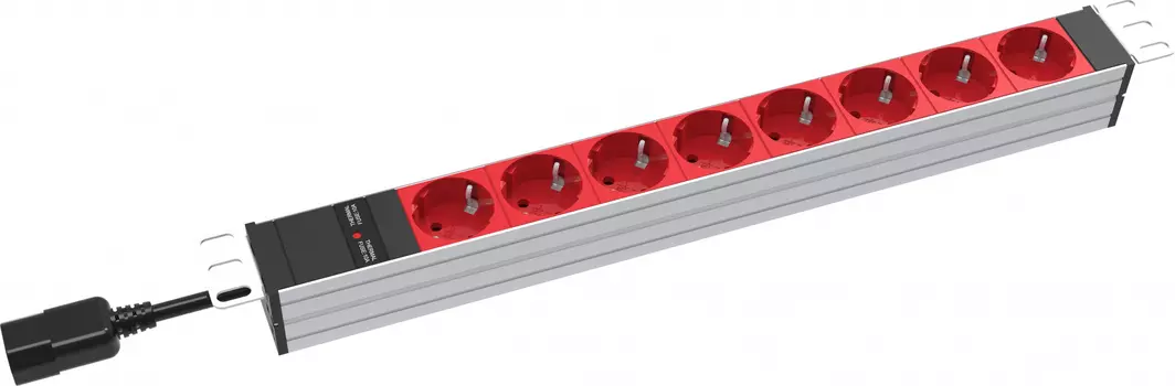 Блок розеток (PDU) RakTek RTSA1608S14, 1U, кол-во розеток:8 (8xЕвро), 16А, черный, кабель питания 2 м (RTSA1608S14)