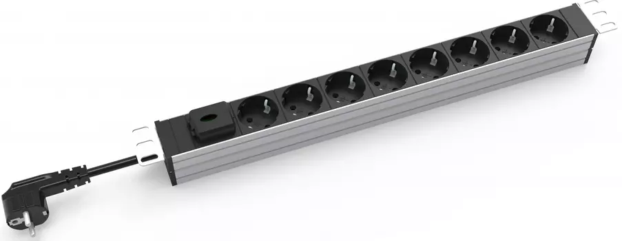 Блок розеток (PDU) RakTek RTSM1608S01, 1U, кол-во розеток:8 (8xЕвро), 16А, черный, кабель питания 2 м (RTSM1608S01)