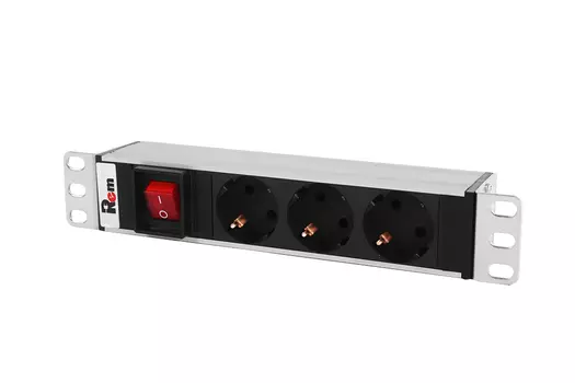 Блок розеток (PDU) Rem R-10-3S-V-220-Z, 1U, кол-во розеток:3 (3xЕвро), 10А, черный (30112227100)