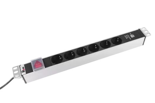 Блок розеток (PDU) Rem R-16-6S-V-U-440-1.8, 1U, кол-во розеток:6 (6xЕвро), 16А, черный, кабель питания 1.8 м (R-16-6S-V-U-440-1.8)