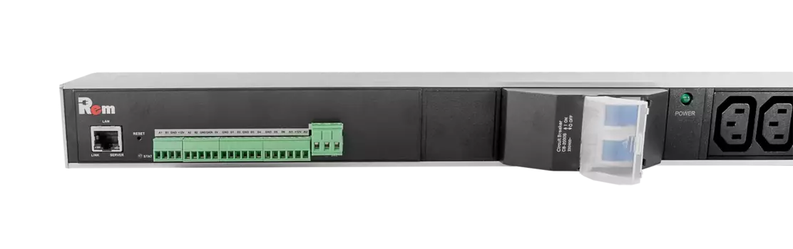 Блок розеток (PDU) Rem R-MC1-32-4x3C13-4x2C19-A-1820-K, 1U, кол-во розеток:20 (12xC13/8xC19), 32А, черный (30112229202)