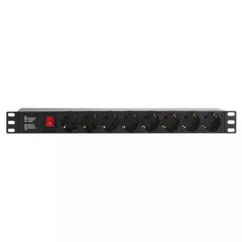 Блок розеток (PDU) Rexant 04-0307, 1U, кол-во розеток:8 (8xЕвро), 16А, черный (04-0307)