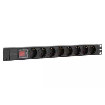 Блок розеток (PDU) SNR SNR-PDU-8S-C20-0-MS16L1, 1U, кол-во розеток:8 (8xЕвро), 16А, черный (SNR-PDU-8S-C20-0-MS16L1)