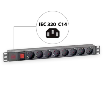 Блок розеток (PDU) SYSMATRIX PD 0802.000, кол-во розеток:8 (8xЕвро), 16А, черный (PD 0802.000)