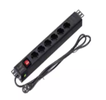 Блок розеток (PDU) Wize Pro WPDU1U-6, 1U, кол-во розеток:6 (6xЕвро), 16А, черный, кабель питания (WPDU1U-6)