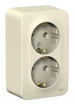Блок розеток Systeme Electric Blanca, открытый монтаж, 2-х постовая, с з/к, 16А, в сборе, IP20, молочный, 1 шт. (BLNRA010212)