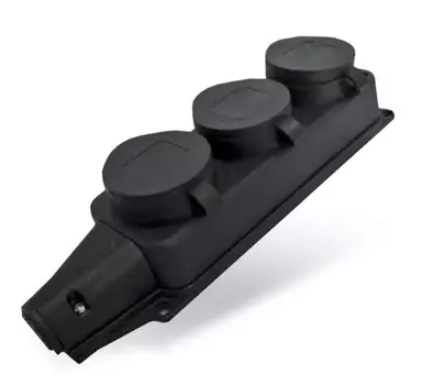 Блок розеток UNIVersal, переносная, 3-х постовая, с з/к, с крышкой, 16А, в сборе, IP44, черный, 1 шт. (ETM3957933)