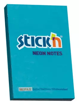 Блок самоклеящийся (стикеры) STICK`N, 100 листов, неоновый, голубой (21207)