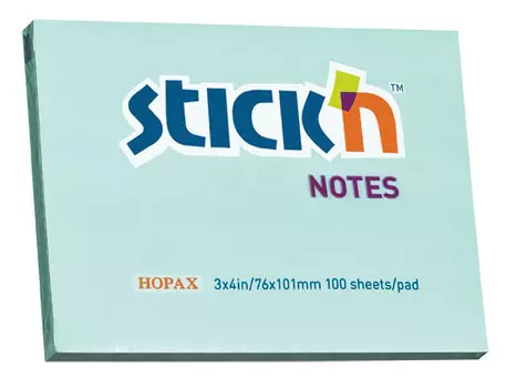 Блок самоклеящийся (стикеры) STICK`N, 100 листов, пастельный, голубой (21152)