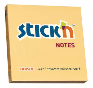 Блок самоклеящийся (стикеры) STICK`N, 100 листов, пастельный, оранжевый (21391)