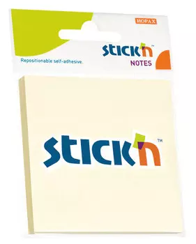 Блок самоклеящийся (стикеры) STICK`N, 100 листов, пастельный, желтый (21198)