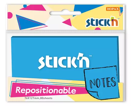 Блок самоклеящийся (стикеры) STICK`N, 80 листов, синий неон (27081)