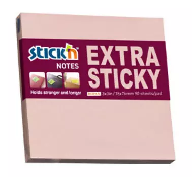 Блок самоклеящийся (стикеры) STICK`N, 90 листов, пастельный, розовый (21661)