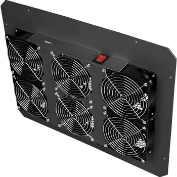 Блок вентиляторов TLK для напольных шкафов серий TFR, TFL, 6 вентиляторов, нижние решетки пластиковые с фильтром, без шнура питания, черный TLK-FAN6-F-BK