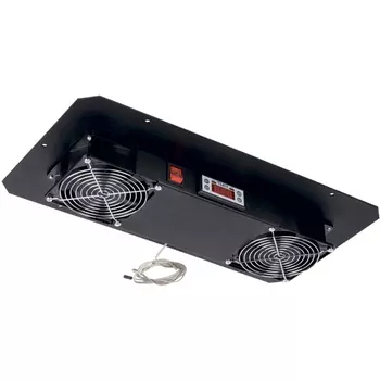 Блок вентиляторов TLK для настенных шкафов серии TWC, 2 вентилятора с терморегулятором и датчиком, без шнура питания, черный TLK-FAN2-TERM-BK