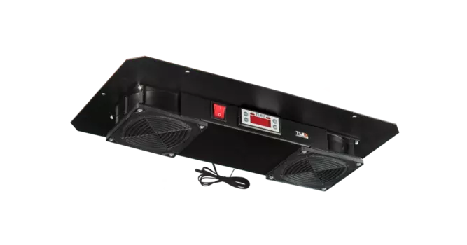 Блок вентиляторов TLK TLK-FAN2-TERM-F-BK, 2 вентилятора с фильтрами, с терморегулятором и датчиком, для шкафа TLK серий TWM, черный