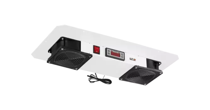 Блок вентиляторов TLK TLK-FAN2-TERM-F-GY, 2 вентилятора с фильтрами, с терморегулятором и датчиком, для шкафа TLK серий TWM, серый