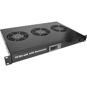 Блок вентиляторов TWT, 1U, глубина 224мм, 3-вентилятора с термостатом, черный (TWT-CBB-FANB3-RACK-T)