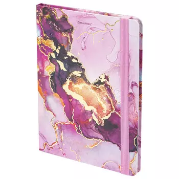 Блокнот BRAUBERG 7БЦ с резинкой Мрамор, A5, клетка, 96 листов, с рисунком (113731)