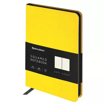 Блокнот BRAUBERG Metropolis Mix, A6, клетка, 80 листов, желтый (113327)
