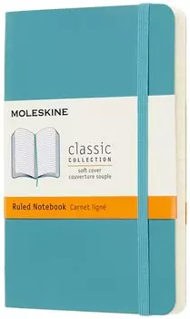 Блокнот Moleskine CLASSIC SOFT, 90x140мм, линейка, 96 листов, голубой (QP611B35)