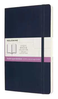 Блокнот Moleskine CLASSIC SOFT DOUBLE, 130х210мм, линейка/нелинованный, 96 листов, синий (NB313SB20)