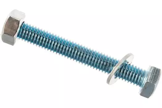 Болт с шестигранной головкой Tech-Krep + гайка + шайба, М8, 60 мм, 933 DIN, полная резьба, оцинкованная сталь, 4 шт. (112724)