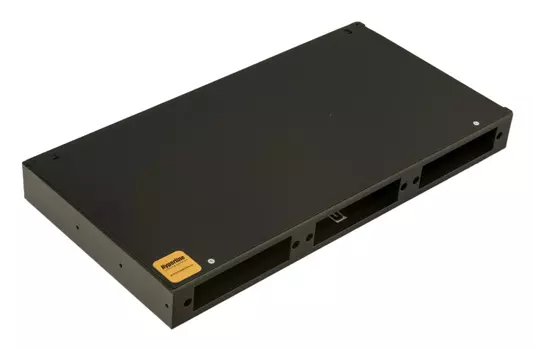 Бокс оптический Hyperline, 1U, в стойку 19", 8-24xSC/duplex LC/ST/FC, корпус, модуль 8 FC/ST (3шт), модуль 8 SC/DLC (3шт), модуль-заглушка (2шт), клипса под модули (6шт), кассета КУ-01 с крышкой, черный (FO-19R-1U-3xSLT-W140H42-24UN-BK)