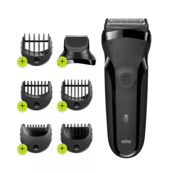 Бритва Braun 300BT 300BT, зарядное устройство, насадка-триммер, насадка-гребень, черный (300BT)