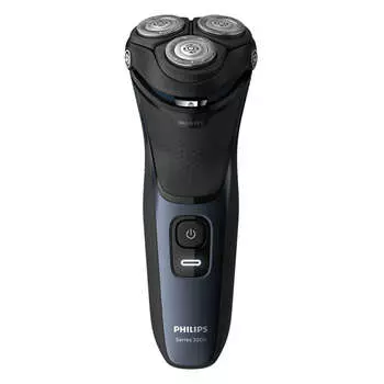 Бритва Philips S3134/51 Shaver series 3000, выдвижной триммер, самозатачивающиеся ножи, автоматическое переключение напряжение 100-240В, головки 5D Pivot &amp; Flex, быстрая зарядка, черный/синий (3824374)