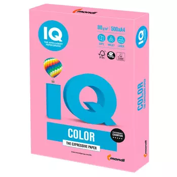 Бумага A4 80г/м² 500 листов, розовый пастель, IQ COLOR (PI25)