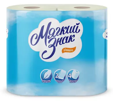 Бумага туалетная Мягкий знак Classic, слоев: 2, листов 110шт., длина 13.8м, белый, 4шт. (C90)