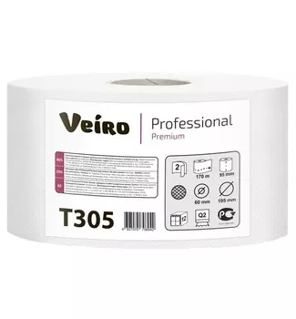 Бумага туалетная Veiro Professional T2 Premium, слоев: 2, листов 1360шт., длина 170м, белый, 12шт. (T305)