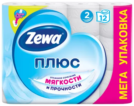 Бумага туалетная Zewa Плюс, рулонов: 12шт., слоев: 2, длина 23м, белый (144090 )