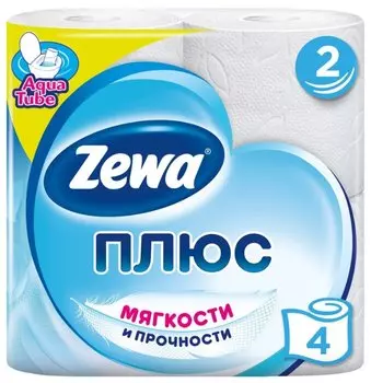 Бумага туалетная Zewa Плюс, рулонов: 4шт., слоев: 2, длина 23м, белый (144051)