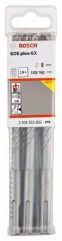 Бур SDS plus 8мм x 100мм/160мм, 10шт. Bosch SDS plus-5X (2608833899)