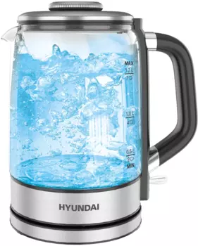 Чайник электрический Hyundai HYK-G5501 1.7л. 2.2 кВт, стекло/пластик, серебристый/черный ( HYK-G5501)