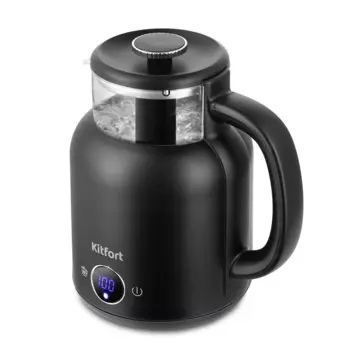 Чайник электрический Kitfort КТ-6725 1.5л. 1.2 кВт, нержавеющая сталь/пластик, черный ( КТ-6725)